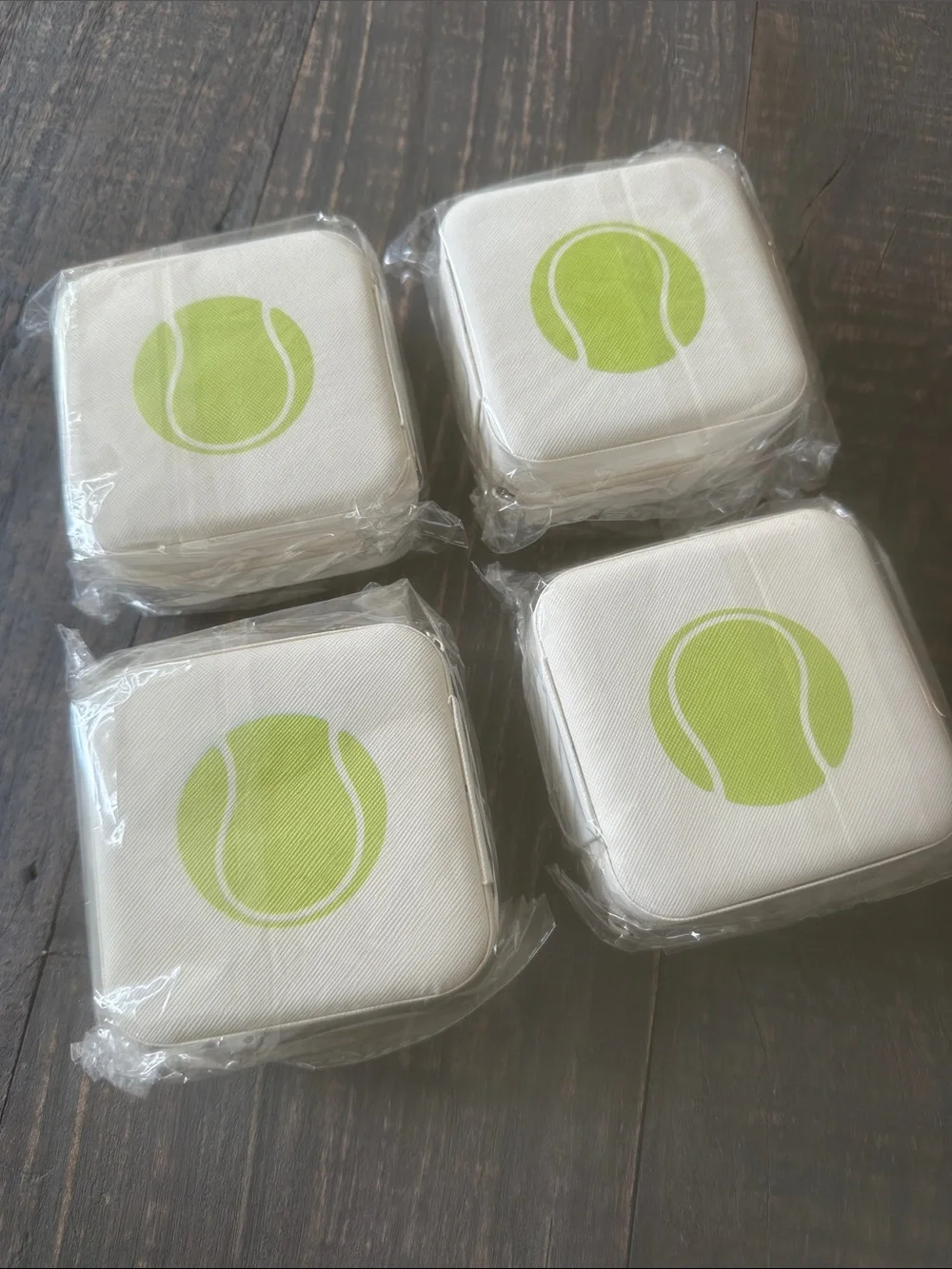 White Tennis Travel Jewelry Boxes - Set of 4
